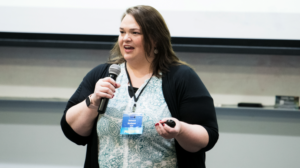 UNCG Counseling professor Dr. Rebecca Mathews presenting at a academic conference